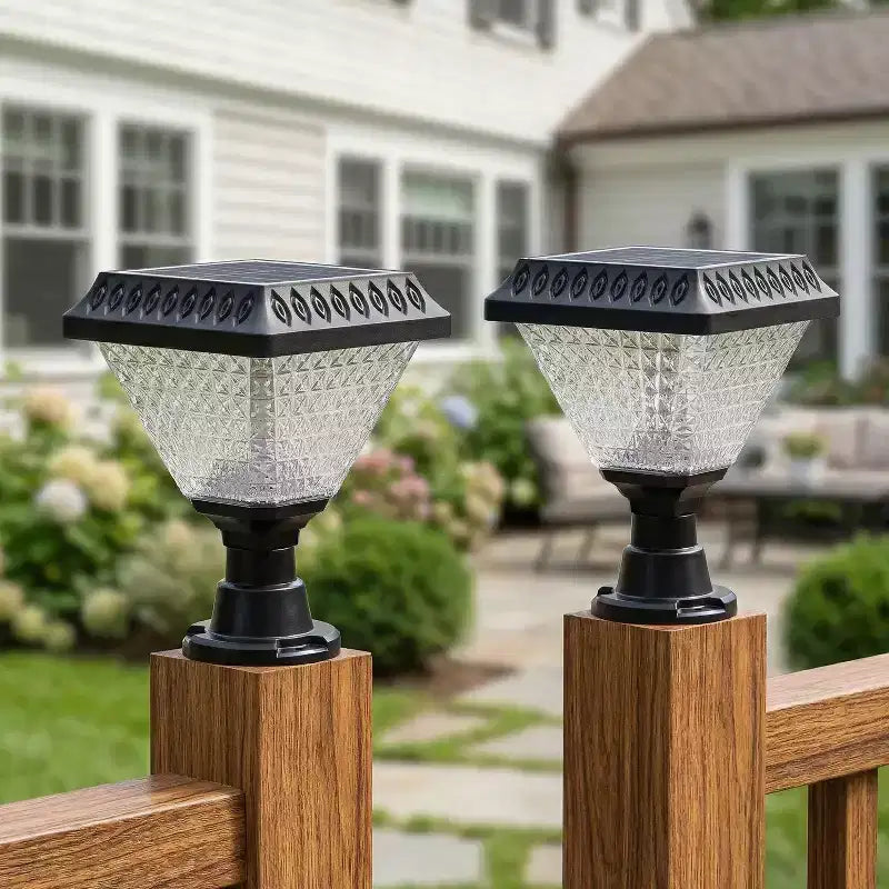 C Cattleya 2-Pack 8.5inch Matte Black Solar Post Cap Light with Remote Control,3CCT & RGB, Timer Function