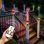 C Cattleya 2-Pack 8.5inch Matte Black Solar Post Cap Light with Remote Control,3CCT & RGB, Timer Function