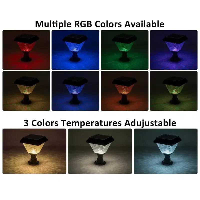 C Cattleya 2-Pack 8.5inch Matte Black Solar Post Cap Light with Remote Control,3CCT & RGB, Timer Function