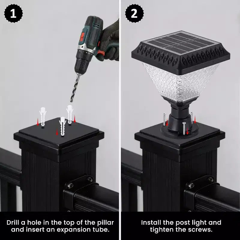 C Cattleya 2-Pack 8.5inch Matte Black Solar Post Cap Light with Remote Control,3CCT & RGB, Timer Function