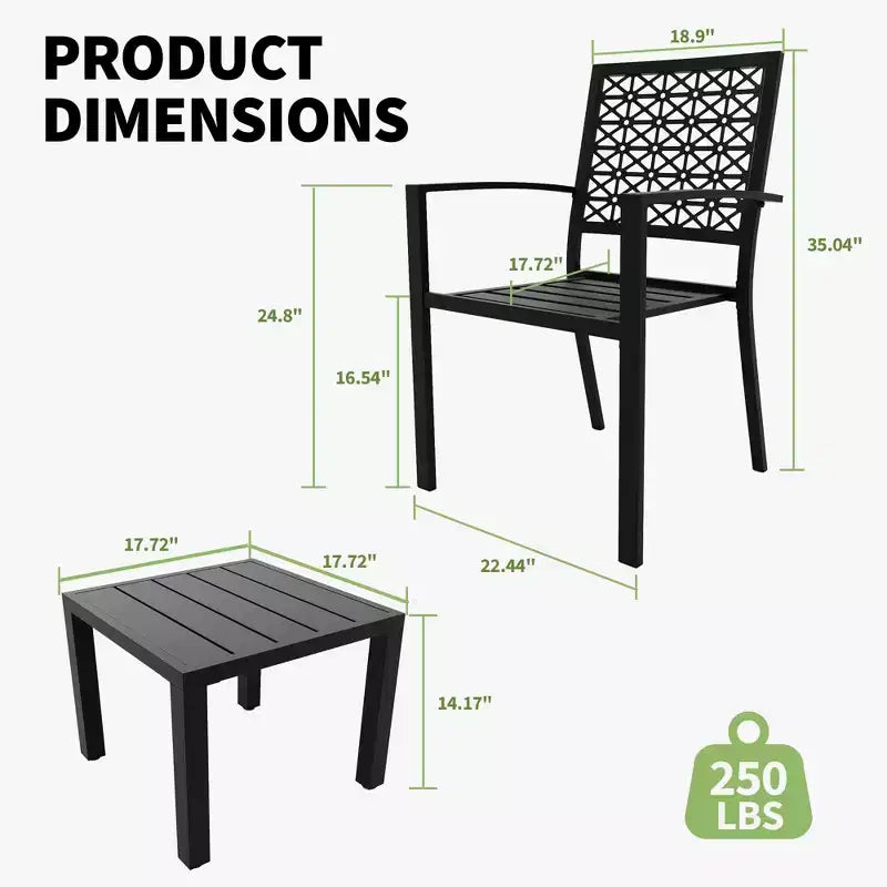 3-Piece Wrought Iron Bistro Set - Rust-Resistant Outdoor Table & Chairs for Patio, Balcony & Conservatory