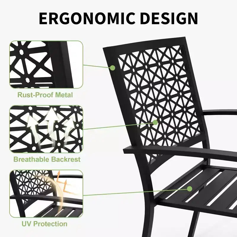 3-Piece Wrought Iron Bistro Set - Rust-Resistant Outdoor Table & Chairs for Patio, Balcony & Conservatory