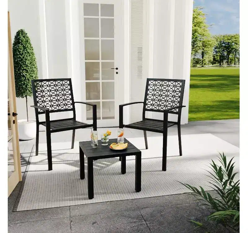 3-Piece Wrought Iron Bistro Set - Rust-Resistant Outdoor Table & Chairs for Patio, Balcony & Conservatory