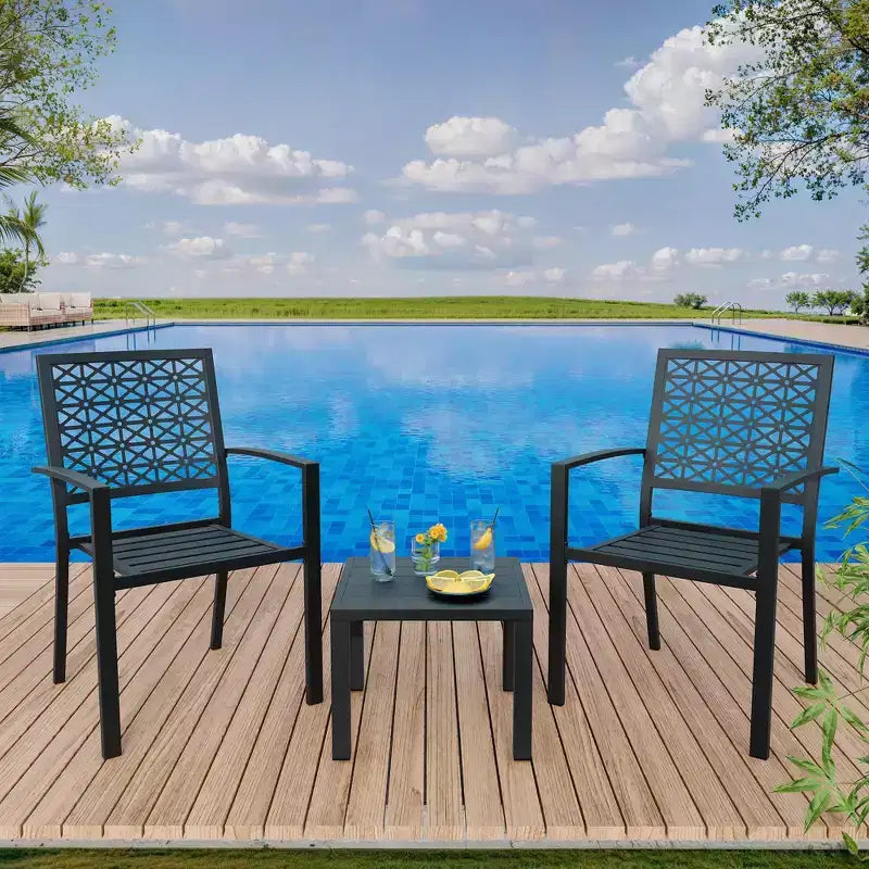 3-Piece Wrought Iron Bistro Set - Rust-Resistant Outdoor Table & Chairs for Patio, Balcony & Conservatory