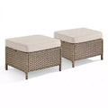 Outdoor Wicker Ottoman SetPatio Storage Footstools (2-Pack)