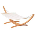 Extra Large Freestanding Cotton Hammock with Solid Wood Stand 330 lb Capacity Boho Chic Style