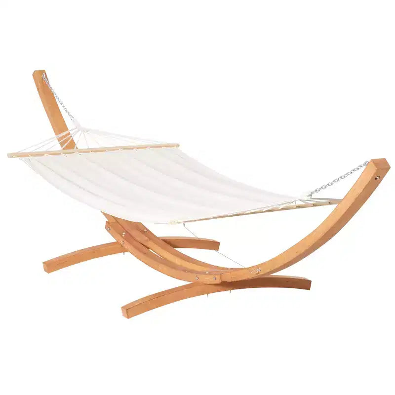 Extra Large Freestanding Cotton Hammock with Solid Wood Stand 330 lb Capacity Boho Chic Style