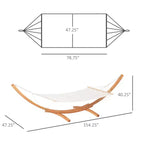 Extra Large Freestanding Cotton Hammock with Solid Wood Stand 330 lb Capacity Boho Chic Style