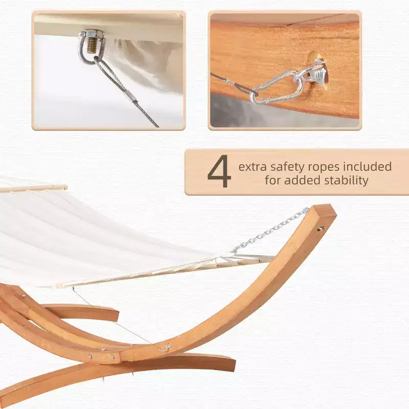 Extra Large Freestanding Cotton Hammock with Solid Wood Stand 330 lb Capacity Boho Chic Style