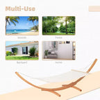 Extra Large Freestanding Cotton Hammock with Solid Wood Stand 330 lb Capacity Boho Chic Style