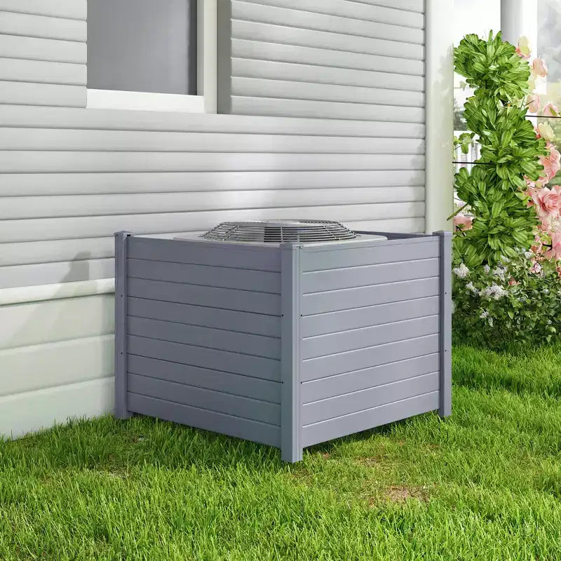 Costway 48'' x 38'' Air Conditioner Fence 4 Panels w/Metal Ground Stakes No Dig Trash Can