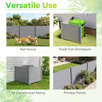 Costway 48'' x 38'' Air Conditioner Fence 4 Panels w/Metal Ground Stakes No Dig Trash Can