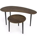Costway Nest Coffee Tables Set of 2 Modern Accent Tables w/ Solid Wood Support Legs