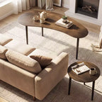 Costway Nest Coffee Tables Set of 2 Modern Accent Tables w/ Solid Wood Support Legs