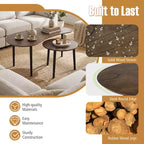 Costway Nest Coffee Tables Set of 2 Modern Accent Tables w/ Solid Wood Support Legs