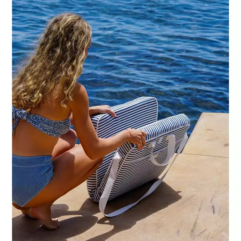 Sunnylife: Take Anywhere Folding Chair - Resort Stripe Navy Blue, Lounger Seat