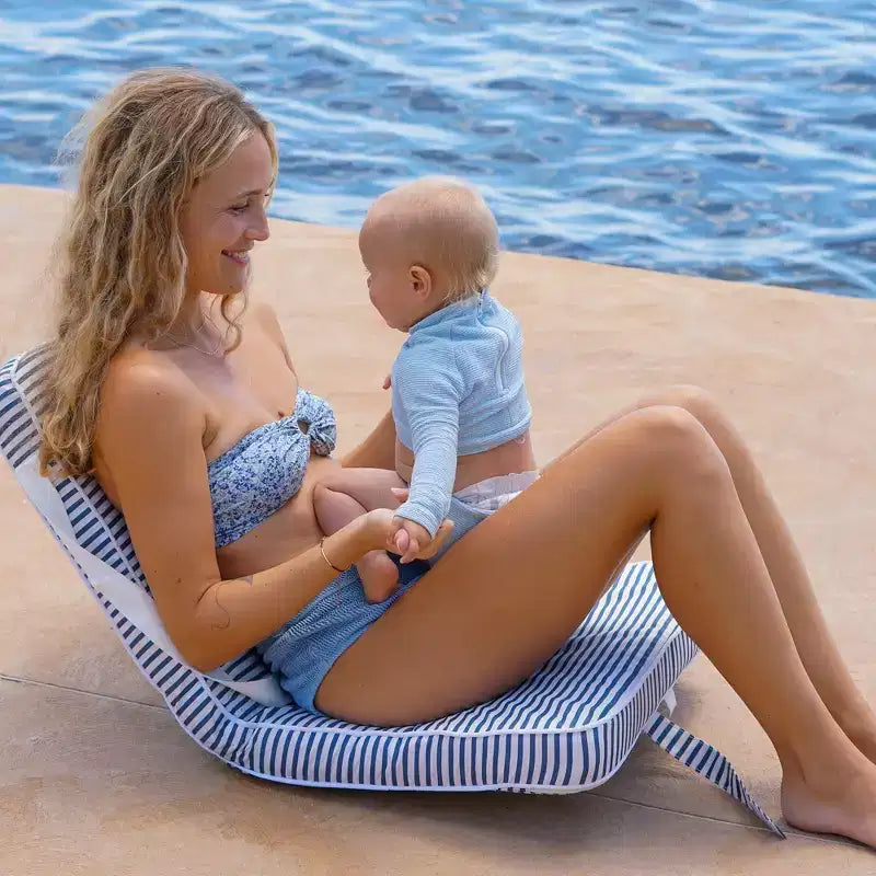 Sunnylife: Take Anywhere Folding Chair - Resort Stripe Navy Blue, Lounger Seat