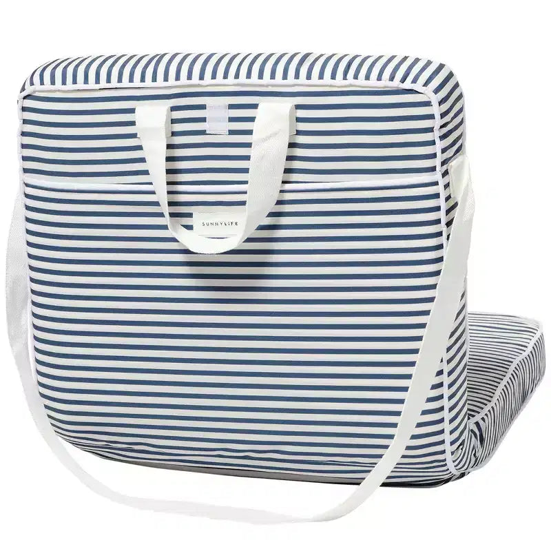 Sunnylife: Take Anywhere Folding Chair - Resort Stripe Navy Blue, Lounger Seat