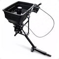 Field Tuff 12V 125 Pound Capacity Grass Seed Fertilizer Spreader with Hitch Mount Receiver and Rain Protector for ATV, UTV, or Utility Tractor