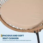 3 Piece Rattan Bistro Set, Outdoor PE Wicker Conversation Furniture with 2 Chairs & Cushions, Tempered Glass Top, for Patio/Porch/Garden/Yard