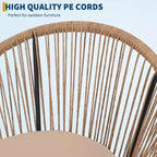 3 Piece Rattan Bistro Set, Outdoor PE Wicker Conversation Furniture with 2 Chairs & Cushions, Tempered Glass Top, for Patio/Porch/Garden/Yard