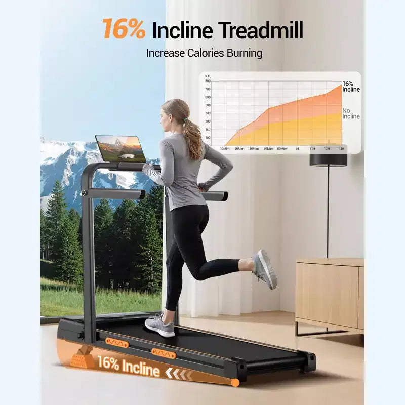 4-in-1 Foldable Walking Pad with Handle, 14% Incline Under-Desk Treadmill for Home, 2.5 HP Quiet Brushless Motor