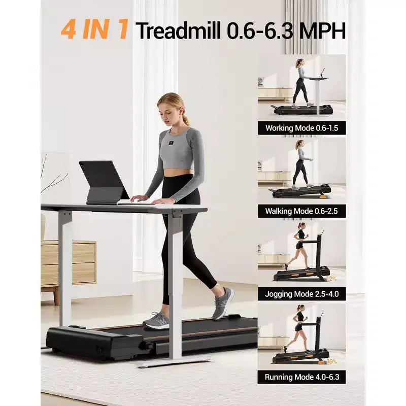 4-in-1 Foldable Walking Pad with Handle, 14% Incline Under-Desk Treadmill for Home, 2.5 HP Quiet Brushless Motor
