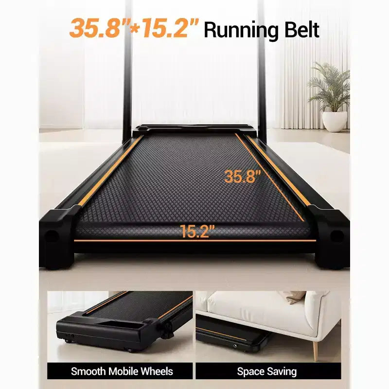 4-in-1 Foldable Walking Pad with Handle, 14% Incline Under-Desk Treadmill for Home, 2.5 HP Quiet Brushless Motor