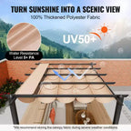 10 X10 Outdoor Retractable Pergola with Sun Shade Canopy Aluminum Beige Heavy Duty