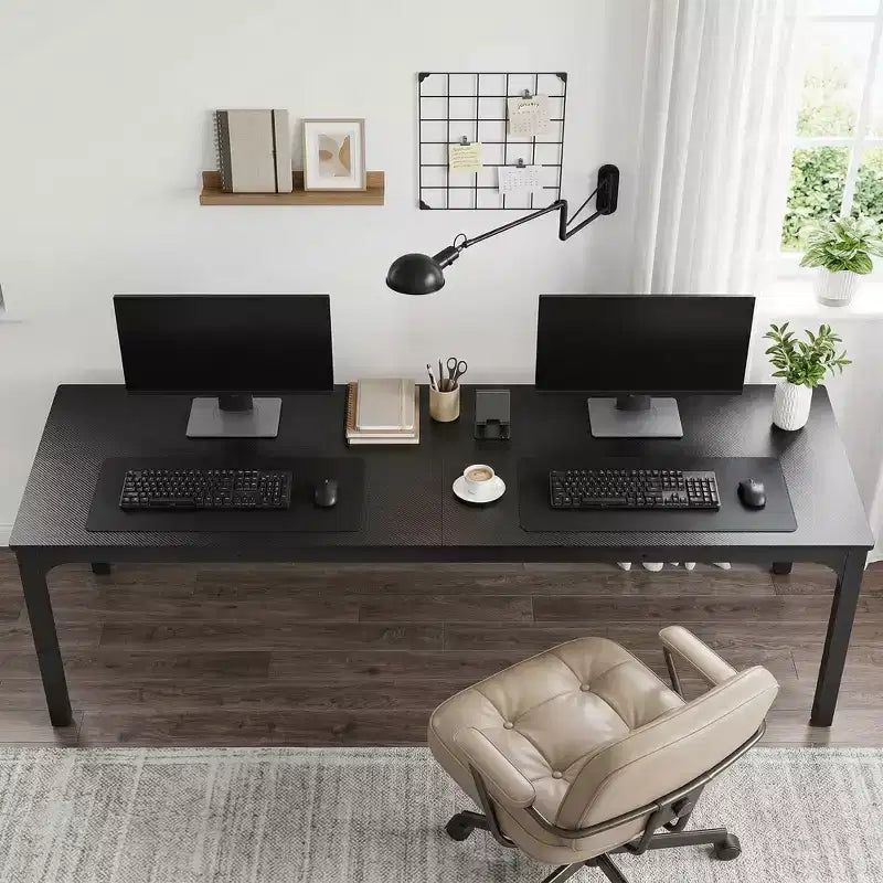 MAYEERTY 78.7 Extra Long Industrial Double Workstation Desk, 2-Person Home Office Desk with Heavy-Duty Metal Frame, 200lbs Capacity MDF Tabletop