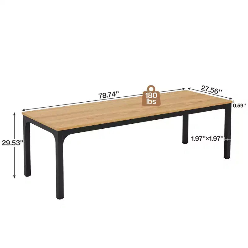 MAYEERTY 78.7 Extra Long Industrial Double Workstation Desk, 2-Person Home Office Desk with Heavy-Duty Metal Frame, 200lbs Capacity MDF Tabletop