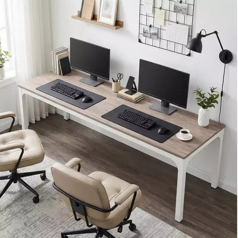MAYEERTY 78.7 Extra Long Industrial Double Workstation Desk, 2-Person Home Office Desk with Heavy-Duty Metal Frame, 200lbs Capacity MDF Tabletop