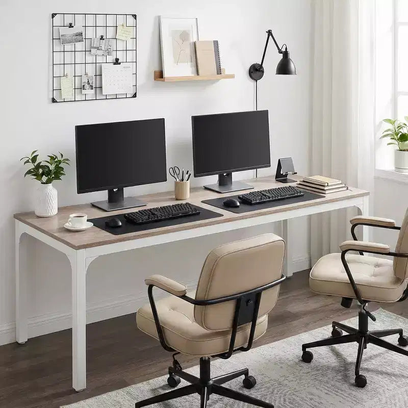 MAYEERTY 78.7 Extra Long Industrial Double Workstation Desk, 2-Person Home Office Desk with Heavy-Duty Metal Frame, 200lbs Capacity MDF Tabletop