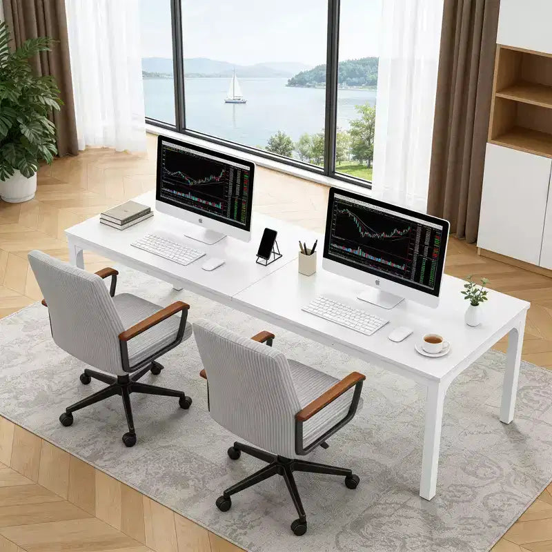 MAYEERTY 78.7 Extra Long Industrial Double Workstation Desk, 2-Person Home Office Desk with Heavy-Duty Metal Frame, 200lbs Capacity MDF Tabletop