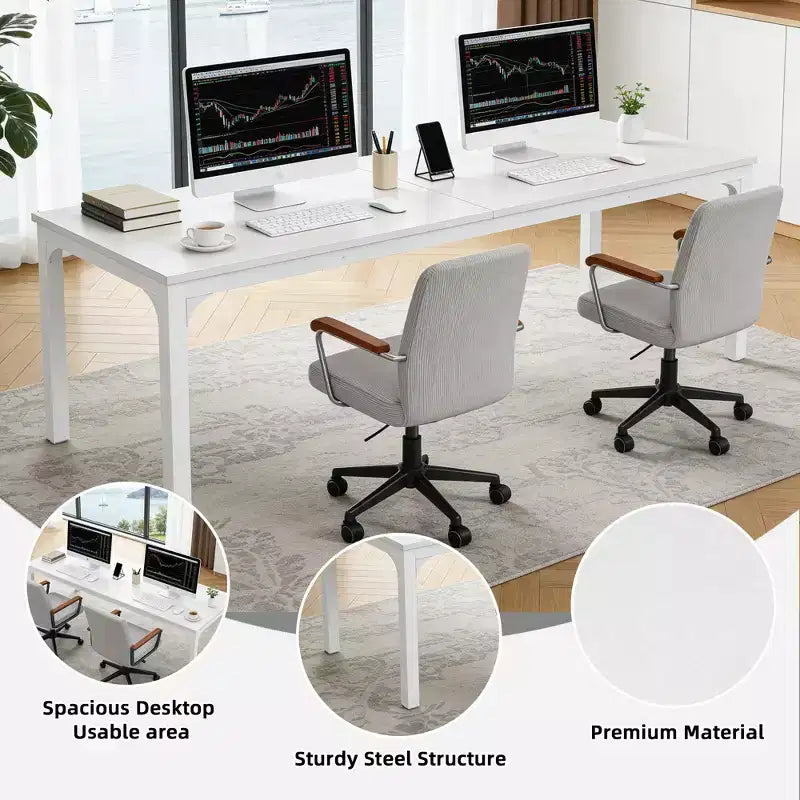 MAYEERTY 78.7 Extra Long Industrial Double Workstation Desk, 2-Person Home Office Desk with Heavy-Duty Metal Frame, 200lbs Capacity MDF Tabletop