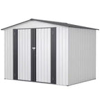 Mondawe 8x6 FT White Outdoor Storage Shed with Lockable Doors