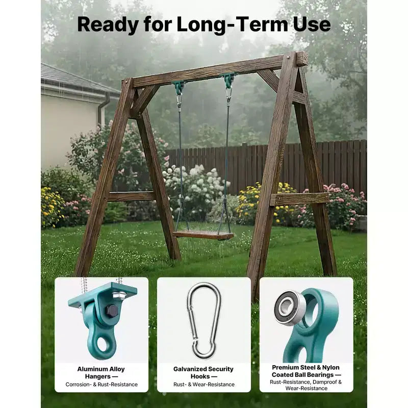 VEVOR Swing Hangers, 4 Pack Heavy Duty Swing Brackets, 5000 lbs Capacity, Screws Bolts Included, Smooth Dual Bearing, Aluminum Alloy Hangers, Green