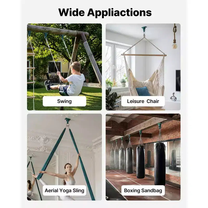 VEVOR Swing Hangers, 4 Pack Heavy Duty Swing Brackets, 5000 lbs Capacity, Screws Bolts Included, Smooth Dual Bearing, Aluminum Alloy Hangers, Green