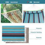 Costway Hammock w/ Pillow Curved Bamboo Spreader Bar Chain Portable Indoor Outdoor Red\Blue