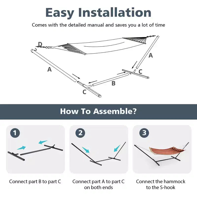 Costway 2-Person Heavy-Duty Hammock Stand w/ Storage Bag Portable 450 LBS Capacity