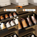 Fluted Shoe Storage Cabinet for Entryway with 2 Flip Drawers, 32 Wide Hidden Freestanding Shoe Rack Organizer for Hallway, Apartment