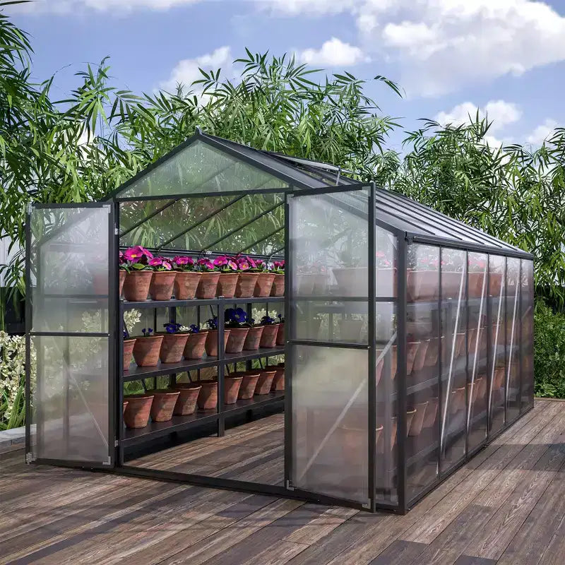 Mondawe 8'x12' Walk-In Greenhouse,Heavy-Duty Polycarbonate Garden Greenhouse