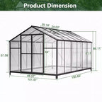 Mondawe 8'x12' Walk-In Greenhouse,Heavy-Duty Polycarbonate Garden Greenhouse