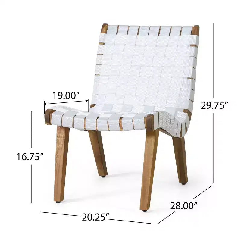 ModernLuxe 3pcs Patio Seating Sets, Outdoor Chat Set with 2 Sunken Rope Chairs, Acacia Wood End Table