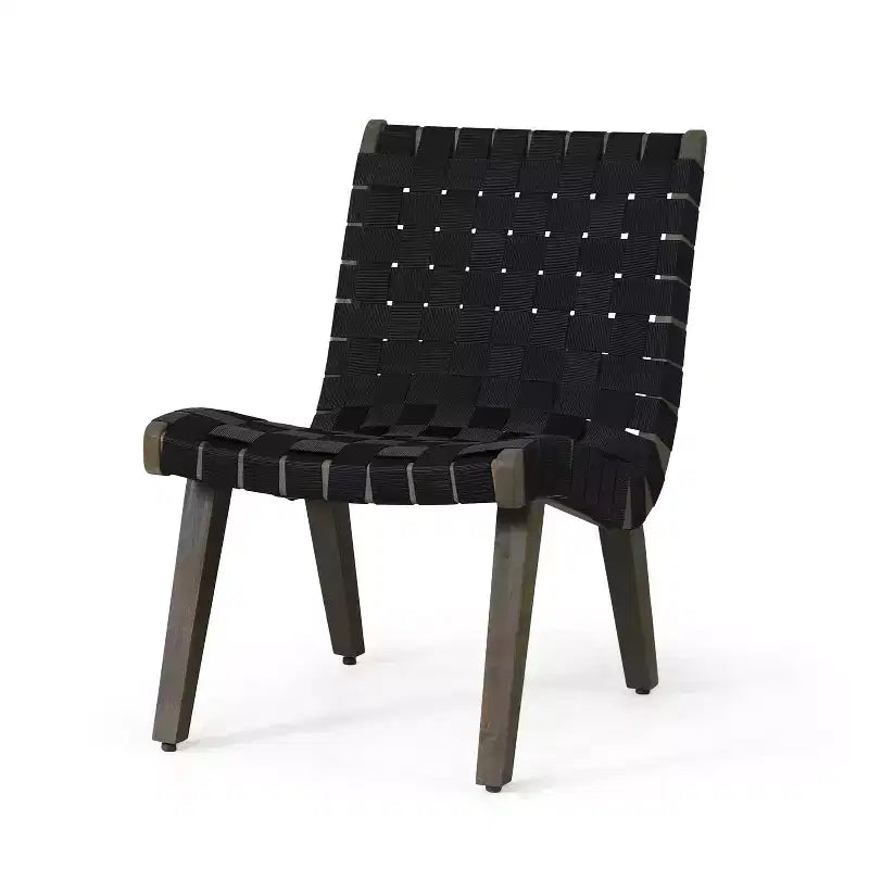ModernLuxe 3pcs Patio Seating Sets, Outdoor Chat Set with 2 Sunken Rope Chairs, Acacia Wood End Table