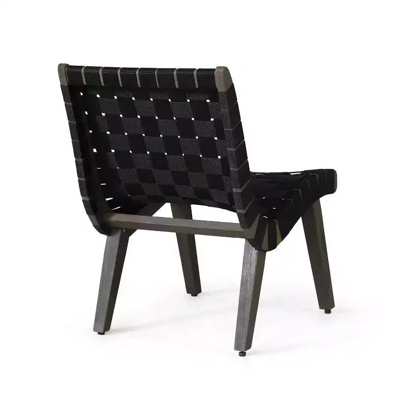 ModernLuxe 3pcs Patio Seating Sets, Outdoor Chat Set with 2 Sunken Rope Chairs, Acacia Wood End Table