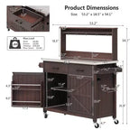 Whisen 54.1 Outdoor Kitchen Island Carts, Patio Garden Potting Bench, Outdoor Grill BBQ Cart with Stainless Top, Storage Cabinet Drawers