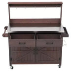 Whisen 54.1 Outdoor Kitchen Island Carts, Patio Garden Potting Bench, Outdoor Grill BBQ Cart with Stainless Top, Storage Cabinet Drawers