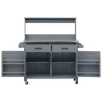 Whisen 54.1 Outdoor Kitchen Island Carts, Patio Garden Potting Bench, Outdoor Grill BBQ Cart with Stainless Top, Storage Cabinet Drawers