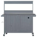 Whisen 54.1 Outdoor Kitchen Island Carts, Patio Garden Potting Bench, Outdoor Grill BBQ Cart with Stainless Top, Storage Cabinet Drawers